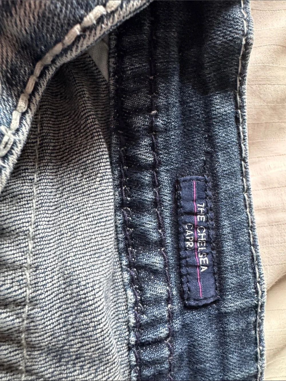 Vigoss Blue Washed Ankle Crop Jeans with White Contrast Stitching - Picture 4 of 4